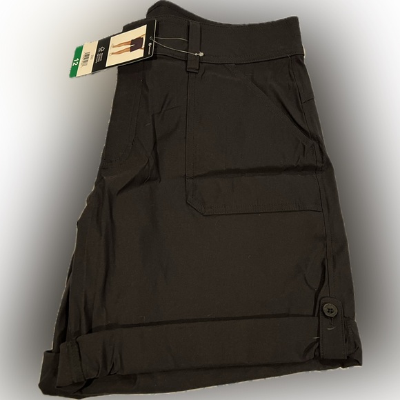 Eddie Bauer Ladies' Cargo Shorts BLACK Size 12 Lightweight Pocket With Zipper - Picture 6 of 6